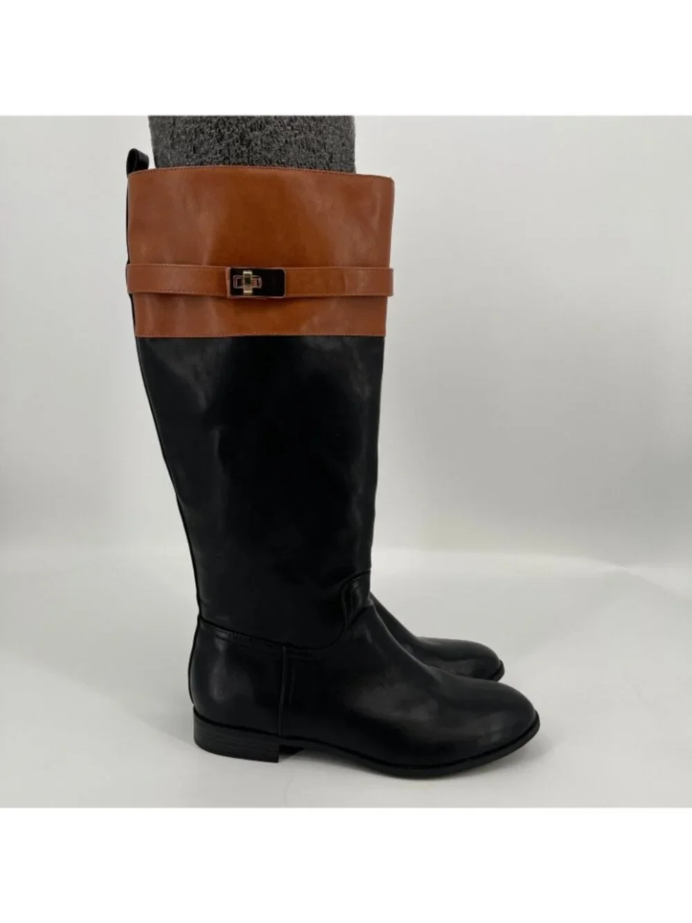 Giani Bernini Taharahh Riding Boots Black Brown 10M Faux Leather Memory Foam